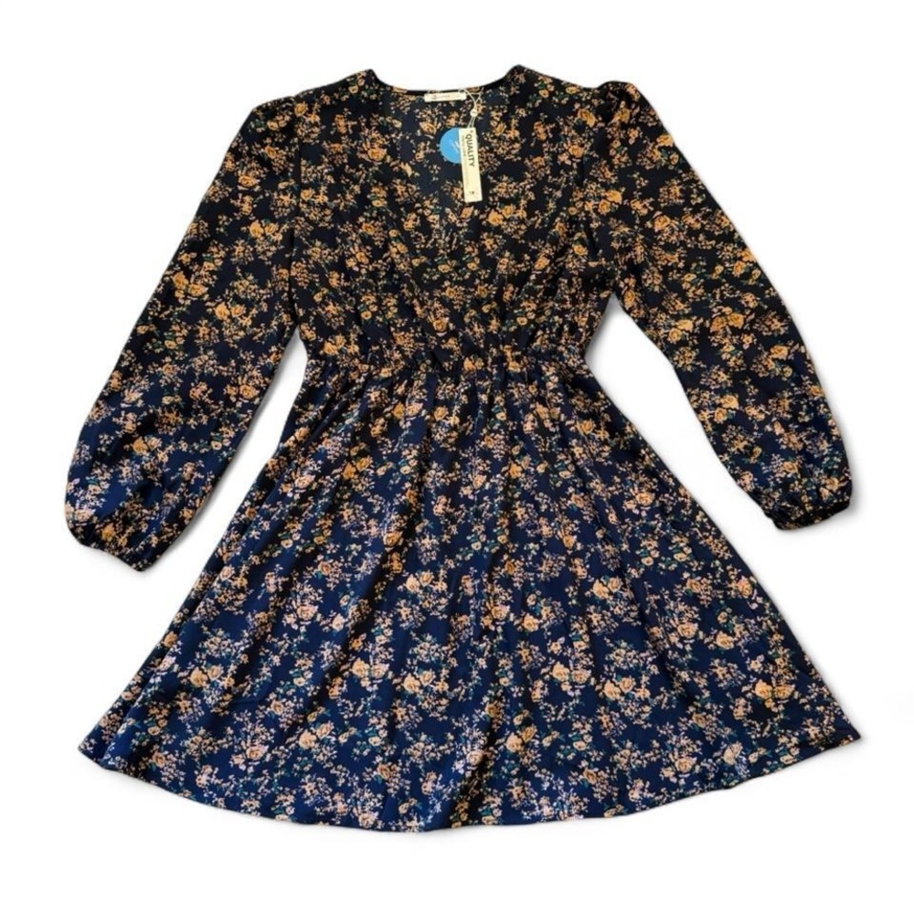 Cupshe Floral V-Neck Long Sleeve Mini Dress